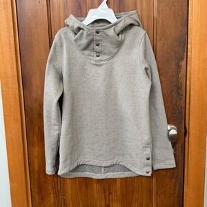 North Face Gray Button-Up Hoodie Light Grey Heather Collar Snaps Sweatshirt  S/M